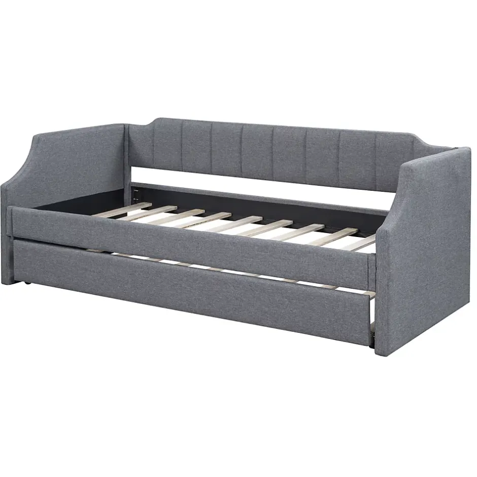 Fortuna lai Lit individuel, 90x200cm, avec roulettes, Gris
