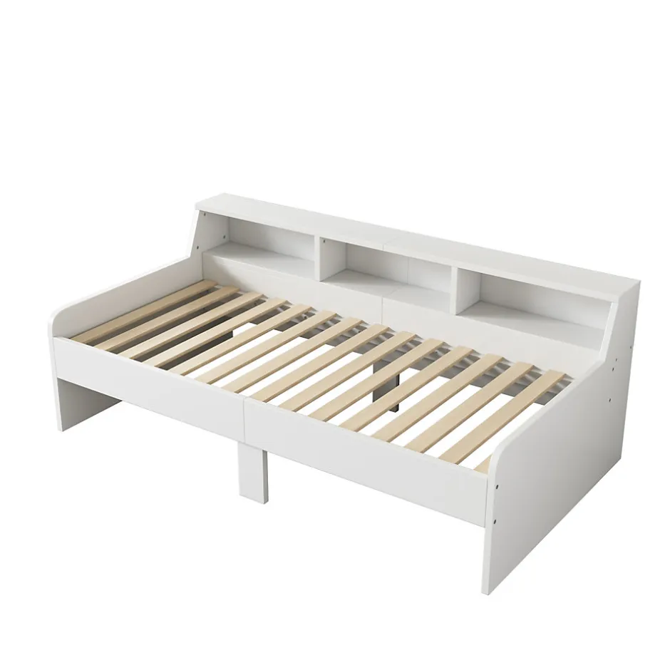 Enfant Fortuna lai Lit individuel 90x200cm, avec tiroirs, Blanc