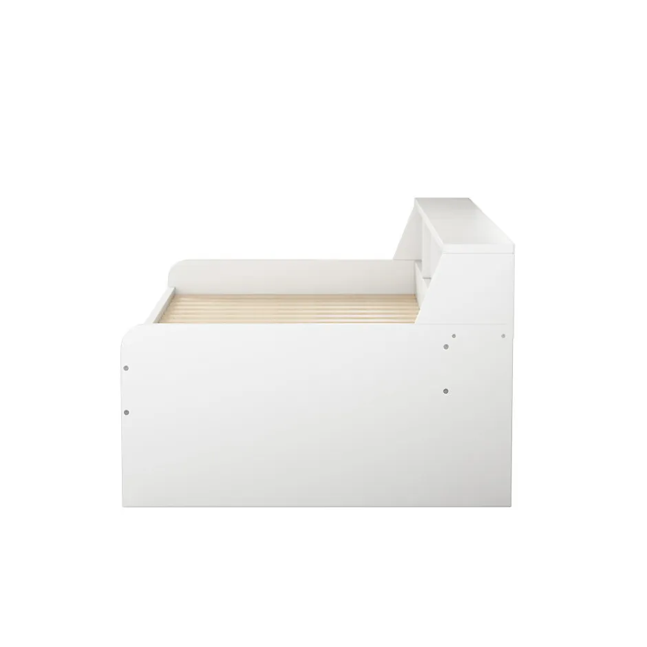 Enfant Fortuna lai Lit individuel 90x200cm, avec tiroirs, Blanc