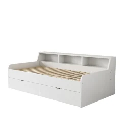 Enfant Fortuna lai Lit individuel 90x200cm, avec tiroirs, Blanc