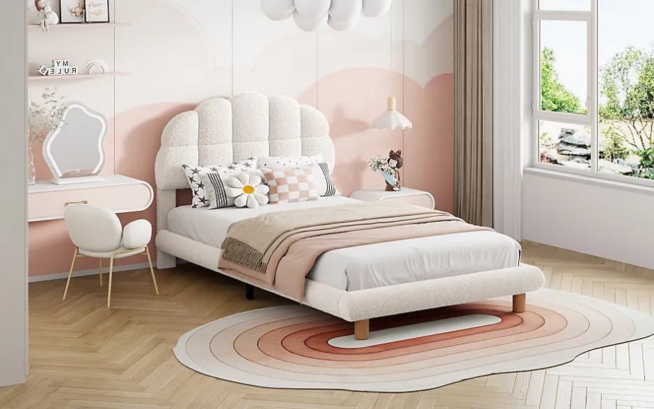 Generique Lit individuel 90x200cm, en laine polaire, Beige