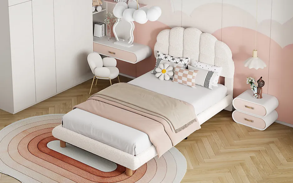 Generique Lit individuel 90x200cm, en laine polaire, Beige