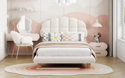 Generique Lit individuel 90x200cm, en laine polaire, Beige