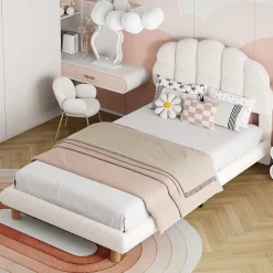 Generique Lit individuel 90x200cm, en laine polaire, Beige