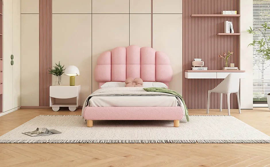 Enfant Generique Lit individuel 90x200cm, enfant, avec sommier à lattes, Rose