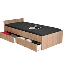 Weber Industries Lit KAPPA 90x190 + 2 tiroirs / Décor Chêne Blanchi