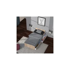 Weber Industries Lit KAPPA 90x190 + 2 tiroirs / Décor Chêne Blanchi