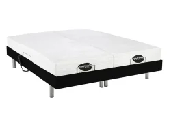 Vente-unique Lit électrique de relaxation tout plots + matelas mémoire de forme et bambou - 2 x 80 x 200 cm - Noir - LYSIS III de NATUREA