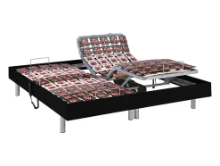 Vente-unique Lit électrique de relaxation tout plots + matelas 100% latex 3 zones - 2 x 70 x 190 cm - Noir - JUPITER de YSMÉE