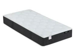 Vente-unique Lit électrique de relaxation déco tout plots + matelas ressorts ensachés et mémoire de forme - 2 x 70 x 190 cm - Tissu - Beige -