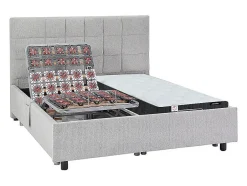 Vente-unique Lit électrique de relaxation déco tout plots + matelas ressorts ensachés et mémoire de forme - 2 x 70 x 190 cm - Tissu - Gris -