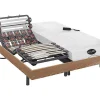 Vente-unique Lit électrique de relaxation lattes et plots + matelas mémoire de forme et bambou - 2 x 90 x 200 cm - Chêne - DAMYSOS de NATUREA