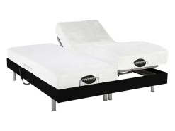 Vente-unique Lit électrique de relaxation tout plots + matelas mémoire de forme et bambou - 2 x 90 x 200 cm - Noir - LYSIS III de NATUREA