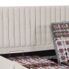 Vente-unique Lit électrique de relaxation déco tout plots + matelas ressorts ensachés et mémoire de forme - 2 x 80 x 200 cm - Tissu - Beige - Discount