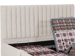 Vente-unique Lit électrique de relaxation déco tout plots + matelas ressorts ensachés et mémoire de forme - 2 x 80 x 200 cm - Tissu - Beige - Discount