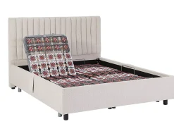 Vente-unique Lit électrique de relaxation déco tout plots + matelas ressorts ensachés et mémoire de forme - 2 x 80 x 200 cm - Tissu - Beige - Discount