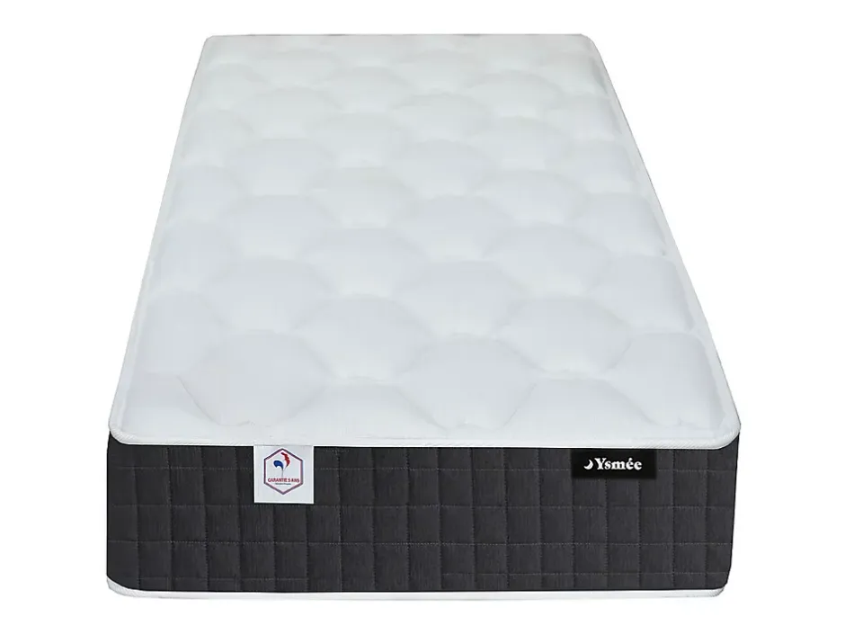 Vente-unique Lit électrique de relaxation déco tout plots + matelas ressorts ensachés et mémoire de forme - 2 x 80 x 200 cm - Tissu - Beige - Discount