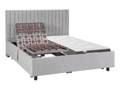 Vente-unique Lit électrique de relaxation déco tout plots + matelas 100% latex 3 zones - 2 x 70 x 190 cm - Tissu - Gris - TIARI de YSMÉE