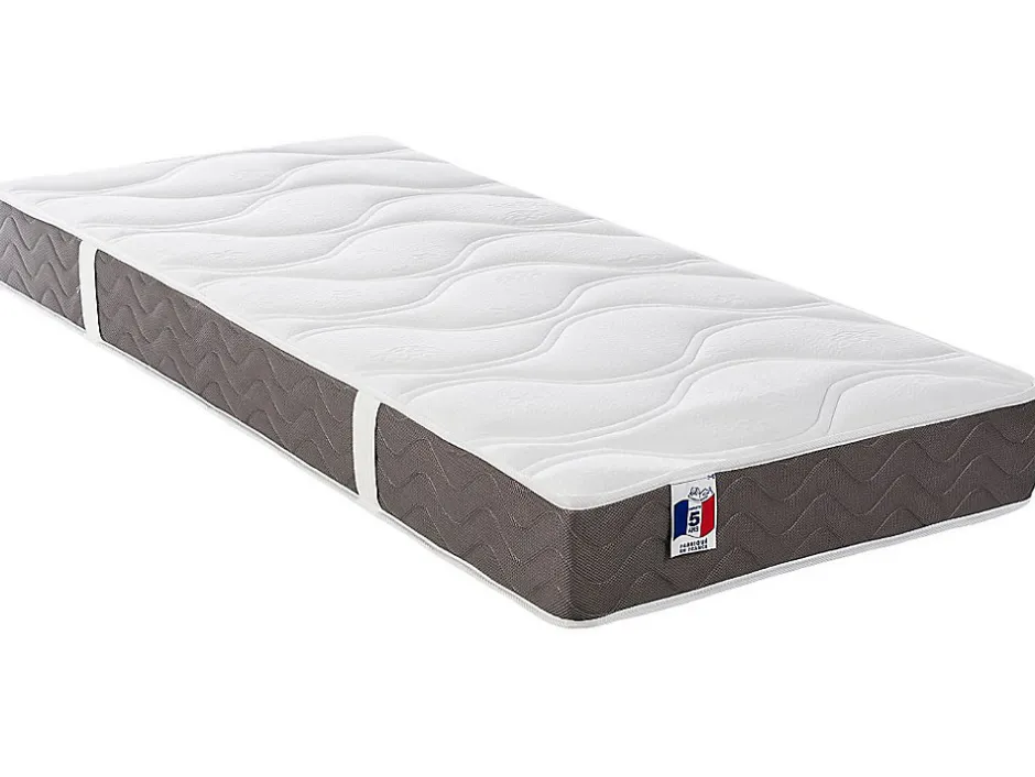 Vente-unique Lit électrique de relaxation déco tout plots + matelas 100% latex 3 zones - 2 x 70 x 190 cm - Tissu - Gris - TIARI de YSMÉE
