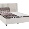 Vente-unique Lit électrique de relaxation déco tout plots + matelas 100% latex 3 zones - 2 x 80 x 200 cm - Tissu - Beige - TIARI de YSMÉE