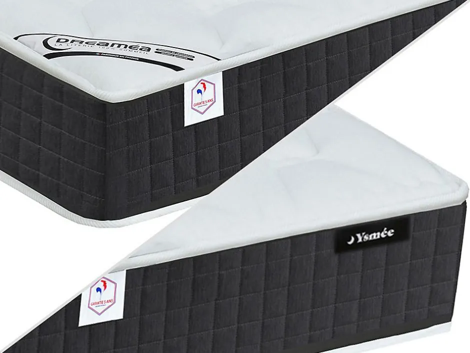 Vente-unique Lit électrique de relaxation tout plots + matelas ressorts ensachés et mémoire forme - 2 x 70 x 190 cm - Noir - PHANES de YSMÉE