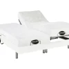 Vente-unique Lit électrique de relaxation tout plots + matelas mémoire de forme et bambou - 2 x 80 x 200 cm - Blanc - LYSIS III de NATUREA Outlet