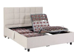 Vente-unique Lit électrique de relaxation déco tout plots + matelas 100% latex 3 zones - 2 x 70 x 190 cm - Tissu - Beige - JOFAR de YSMÉE