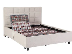 Vente-unique Lit électrique de relaxation déco tout plots + matelas 100% latex 3 zones - 2 x 70 x 190 cm - Tissu - Beige - JOFAR de YSMÉE