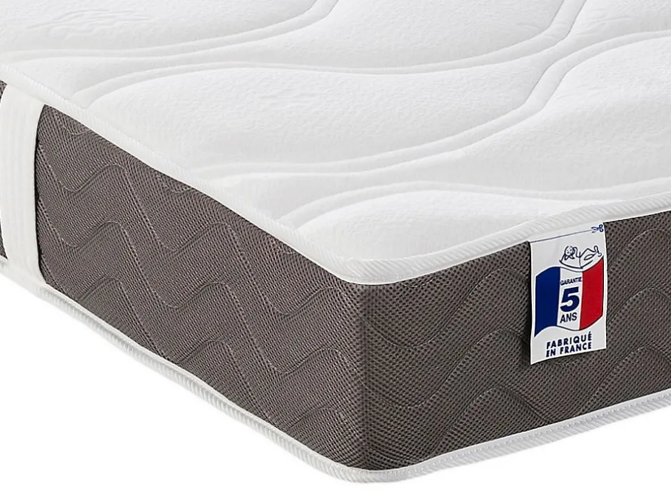 Vente-unique Lit électrique de relaxation déco tout plots + matelas 100% latex 3 zones - 2 x 70 x 190 cm - Tissu - Beige - JOFAR de YSMÉE