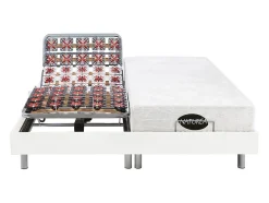 Vente-unique Lit électrique de relaxation tout plots + matelas mémoire de forme et bambou - 2 x 70 x 190 cm - Blanc - LYSIS III de NATUREA Clearance