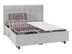 Vente-unique Lit électrique de relaxation déco tout plots + matelas 100% latex 3 zones - 2 x 70 x 190 cm - Tissu - Gris - JOFAR de YSMÉE Online