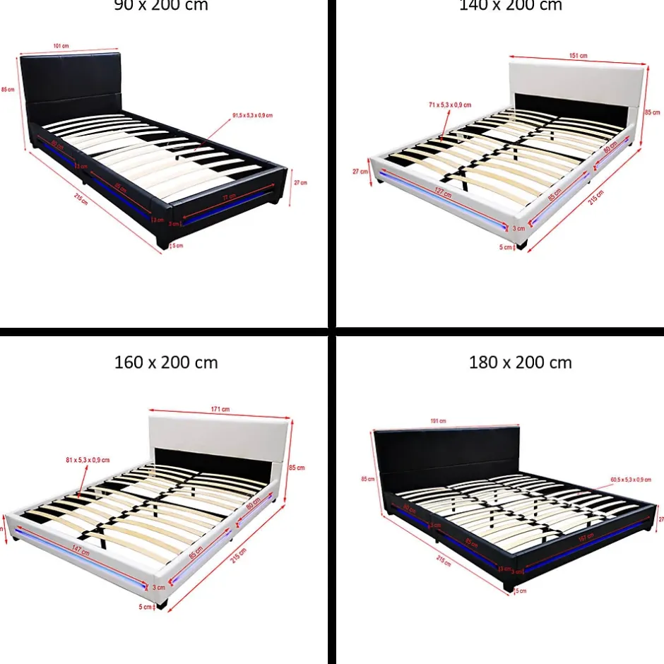 Brand Home Deluxe Lit LED ASTEROID blanc 160 x 200 cm Discount