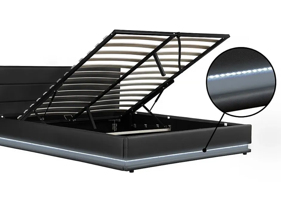 Habitat Et Jardin Lit LED avec coffre "Anastasia" 180 x 200 cm Noir Clearance