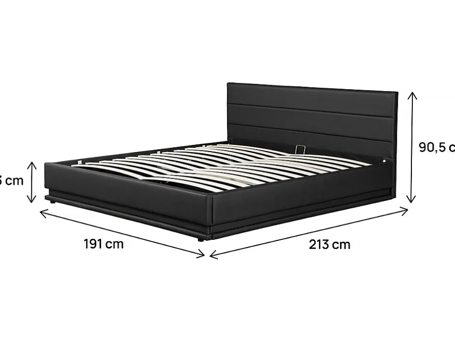 Habitat Et Jardin Lit LED avec coffre "Anastasia" 180 x 200 cm Noir Clearance