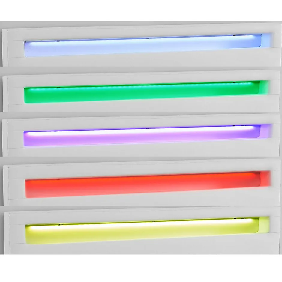 Idimex Lit LED double PINOT 140x190 cm, avec sommier, revêtement synthétique blanc