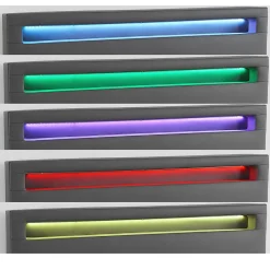 Idimex Lit LED double RIOJA 140x190 cm, avec sommier, revêtement tissu gris