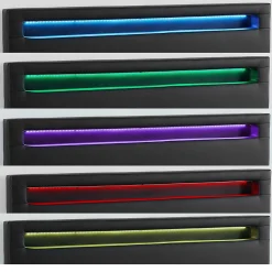 Idimex Lit LED double RIOJA 140x190 cm, avec sommier, revêtement tissu noir