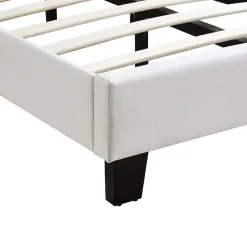 Idimex Lit LED simple AUSTIN 90x190 cm, avec sommier, revêtement en tissu blanc