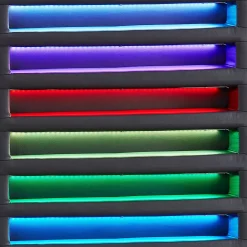 Idimex Lit LED simple LUCENO 90x190 cm, avec sommier, revêtement synthétique noir