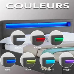 Idimex Lit LED simple MIRANDO 120x190 cm, avec sommier, revêtement synthétique gris Best