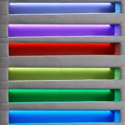 Idimex Lit LED simple MOLINA 90x190 cm, avec sommier, revêtement tissu gris Sale