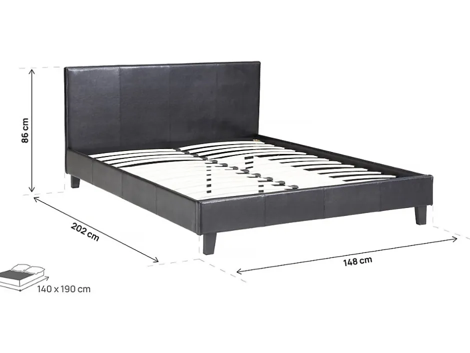 Habitat Et Jardin Lit "Lina" 140 x 190 cm Noir Outlet
