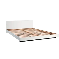 Weber Industries Lit LOFT 140x190 + 2 chevets + sommier + tête de lit / Blanc Best