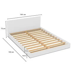Weber Industries Lit LOFT 140x190 + 1 sommier + tête de lit / Blanc