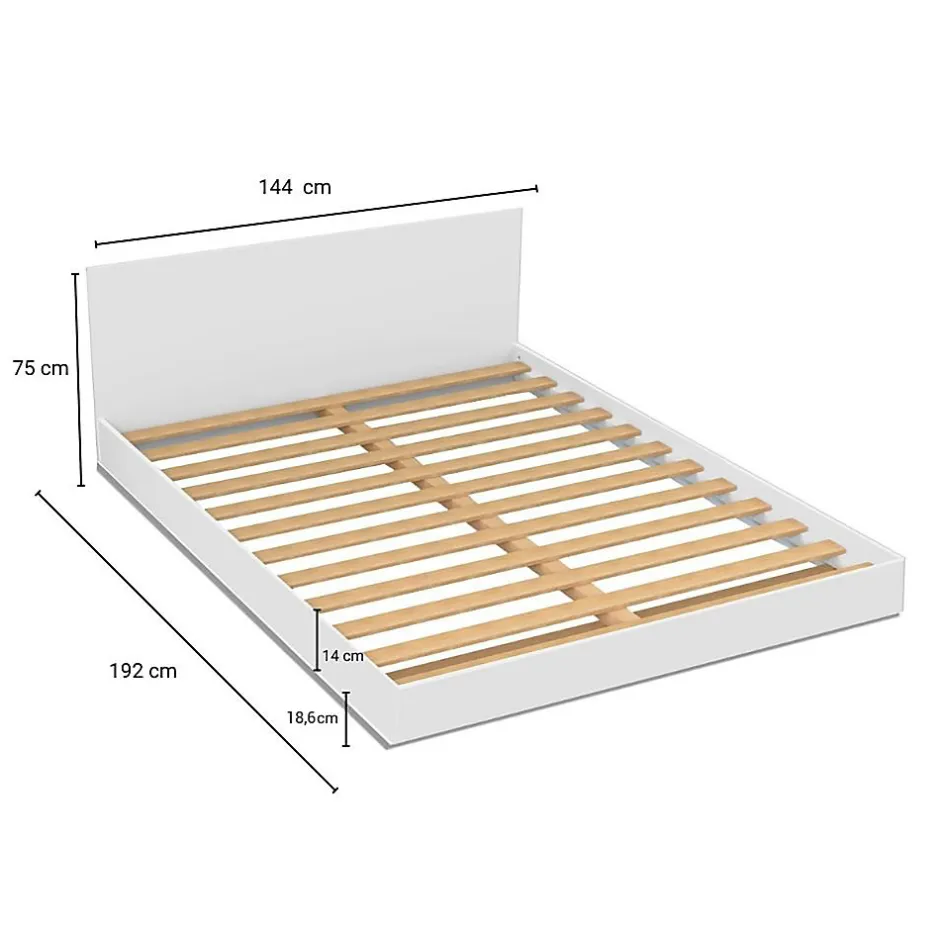 Weber Industries Lit LOFT 140x190 + 1 sommier + tête de lit / Blanc