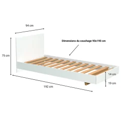 Weber Industries Lit LOFT 90x190 cm + sommier / Blanc New