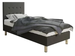 Mobilier1 Lit Logan 100, Unique, Gris, Tissu, Disponible, 80x204x115cm New