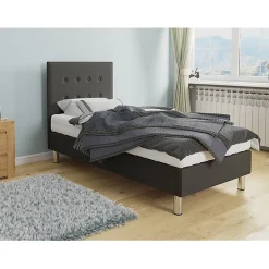 Mobilier1 Lit Logan 100, Unique, Gris, Tissu, Disponible, 80x204x115cm New