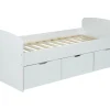 Vente-unique Lit LOUANE avec 2 tiroirs et 1 coffre de rangement - 90 x 190 cm - Blanc Outlet