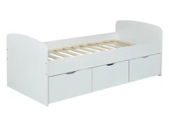 Vente-unique Lit LOUANE avec 2 tiroirs et 1 coffre de rangement - 90 x 190 cm - Blanc Outlet